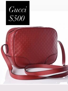 Gucci Red Embossed Leather Crossbody Bag